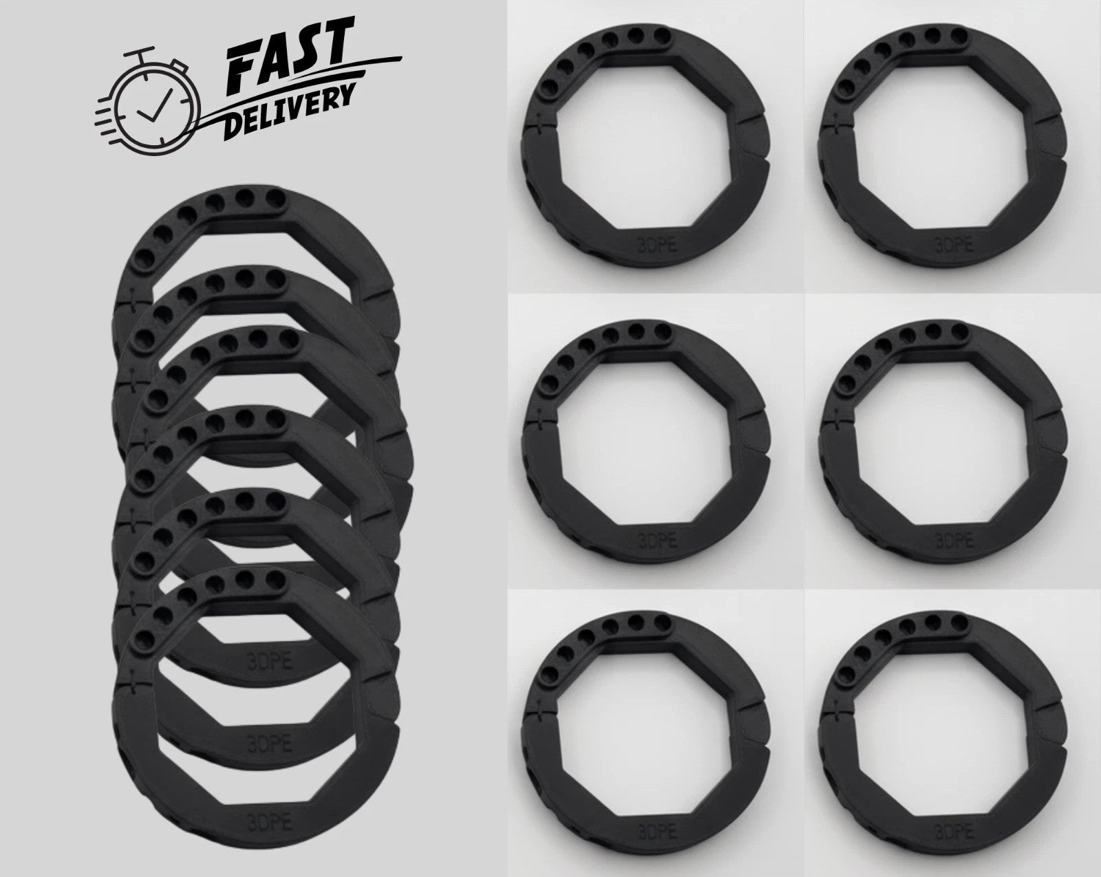 60mm Octagonal Garage Door Collar 6-Pack - RDAL60 Split Hinged Tube Barrel Adapter Replacement
