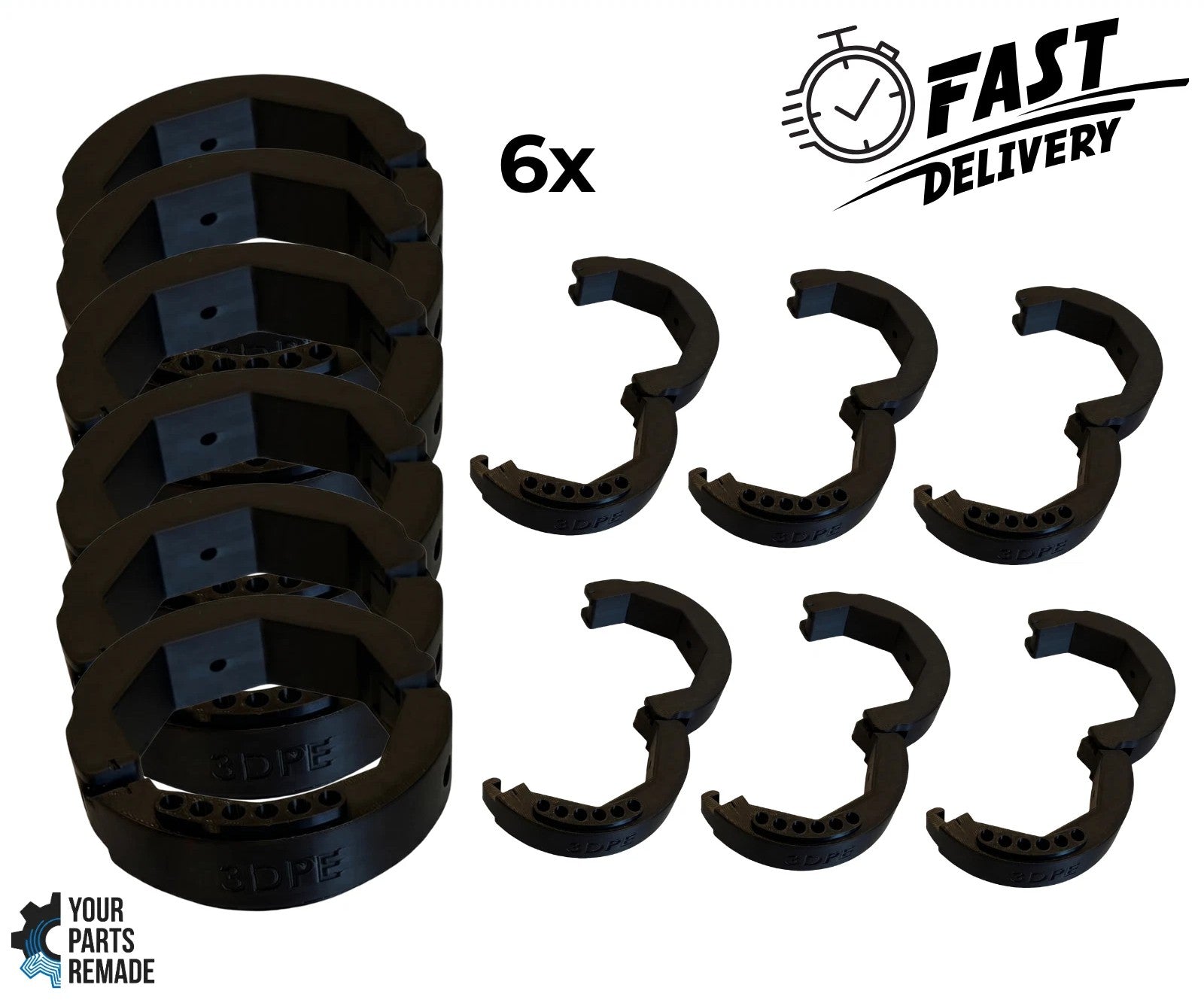 70mm Octagonal Garage Door Collar 6-Pack - RDAL70 Split Hinged Tube Barrel Adapter Replacement