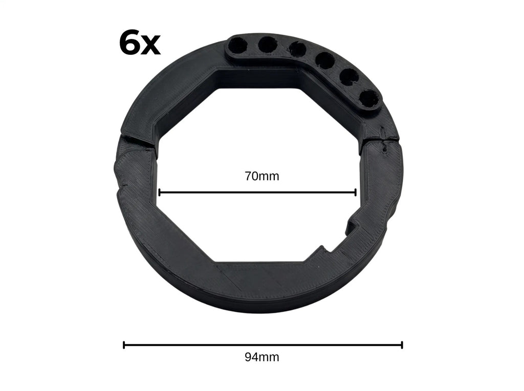 70mm Octagonal Garage Door Collar 6-Pack - RDAL70 Split Hinged Tube Barrel Adapter Replacement